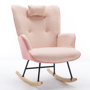 Soft Houndstooth Rocking Chair – Comfort en Luxe voor de Babykamer