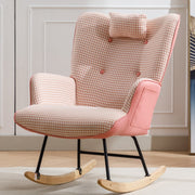 Soft Houndstooth Rocking Chair – Comfort en Luxe voor de Babykamer