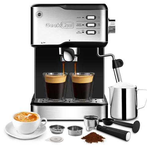 Geek Chef 20 Bar Espresso Machine – Espresso & Cappuccino Maker!