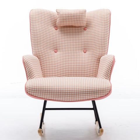 Soft Houndstooth Rocking Chair – Comfort en Luxe voor de Babykamer